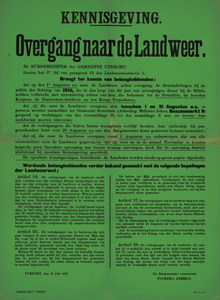 700160 Kennisgeving van de burgemeester van Utrecht betreffende de overgang van bepaalde dienstplichtigen uit de ...